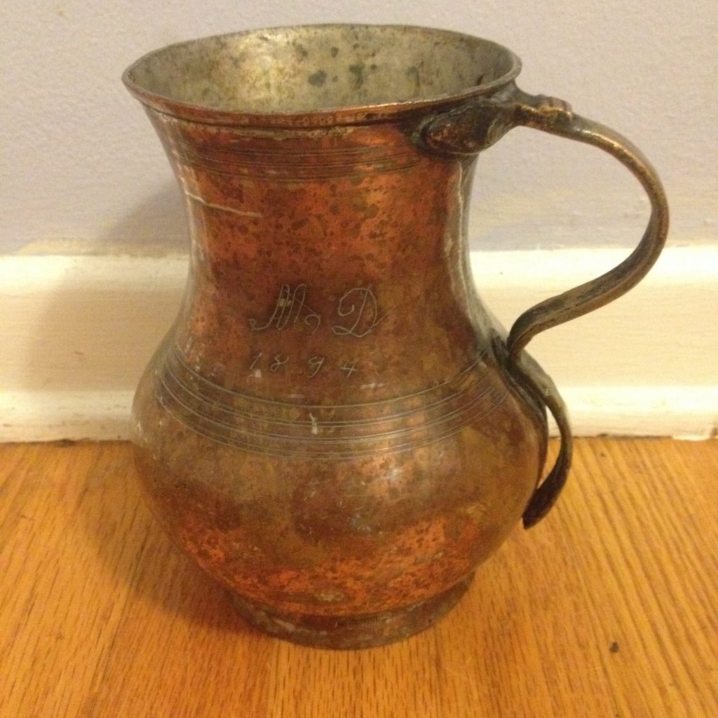 Rare Large Judaica Chevra Kadisha Jug Hand Engraved 1894 Jewish